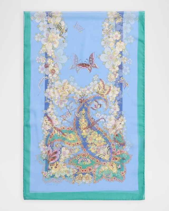 Tosca Paisley-Print Silk Scarf